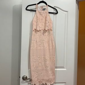 ASOS light pink halter lace dress